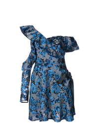 dunkelblaues ausgestelltes Kleid mit Blumenmuster von Self-Portrait