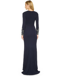 dunkelblaues Ballkleid von Badgley Mischka