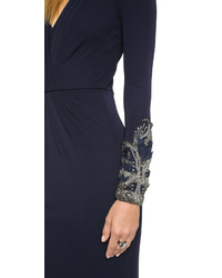 dunkelblaues Ballkleid von Badgley Mischka