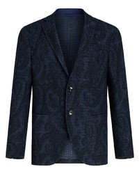 dunkelblaues Baumwollsakko mit Paisley-Muster