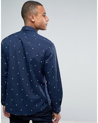 dunkelblaues bedrucktes Businesshemd von Esprit