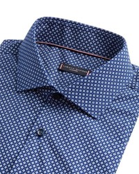 dunkelblaues bedrucktes Businesshemd von Tommy Hilfiger Tailored