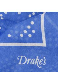 dunkelblaues bedrucktes Einstecktuch von Drakes