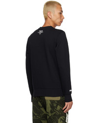 dunkelblaues bedrucktes Fleece-Sweatshirt von AAPE BY A BATHING APE