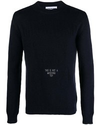 dunkelblaues bedrucktes Fleece-Sweatshirt von Moschino