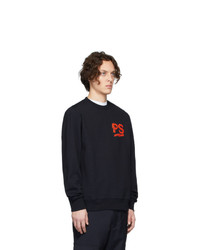 dunkelblaues bedrucktes Fleece-Sweatshirt von Ps By Paul Smith