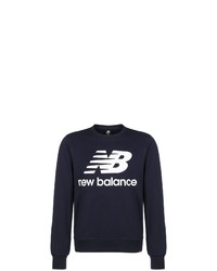 dunkelblaues bedrucktes Fleece-Sweatshirt von New Balance