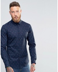 dunkelblaues bedrucktes Hemd von Asos