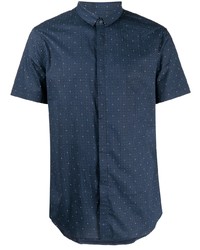 dunkelblaues bedrucktes Kurzarmhemd von Armani Exchange