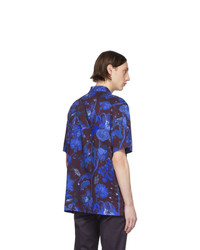 dunkelblaues bedrucktes Kurzarmhemd von Paul Smith
