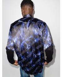 dunkelblaues bedrucktes Kurzarmhemd von Vetements