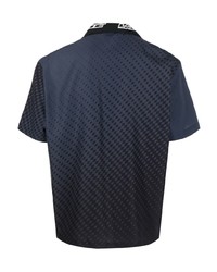 dunkelblaues bedrucktes Kurzarmhemd von Lacoste