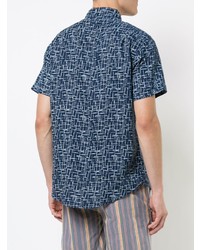 dunkelblaues bedrucktes Kurzarmhemd von Onia