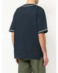 dunkelblaues bedrucktes Kurzarmhemd von CK Calvin Klein