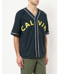 dunkelblaues bedrucktes Kurzarmhemd von CK Calvin Klein