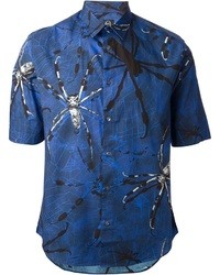 dunkelblaues bedrucktes Kurzarmhemd von McQ by Alexander McQueen
