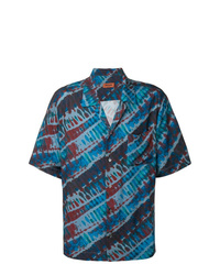 dunkelblaues bedrucktes Kurzarmhemd von Missoni