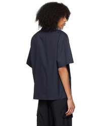 dunkelblaues bedrucktes Kurzarmhemd von Marni
