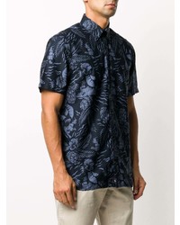 dunkelblaues bedrucktes Kurzarmhemd von Tommy Hilfiger