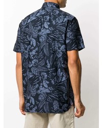 dunkelblaues bedrucktes Kurzarmhemd von Tommy Hilfiger