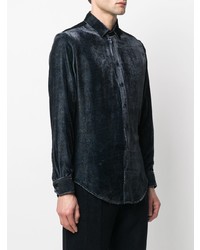 dunkelblaues bedrucktes Langarmhemd von Giorgio Armani