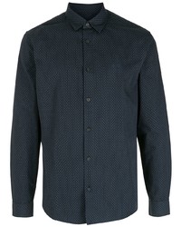 dunkelblaues bedrucktes Langarmhemd von Armani Exchange