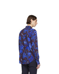 dunkelblaues bedrucktes Langarmhemd von Paul Smith