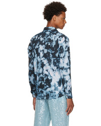 dunkelblaues bedrucktes Langarmhemd von Dries Van Noten