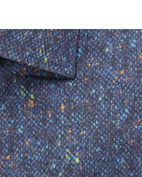 dunkelblaues bedrucktes Langarmhemd von Richard James