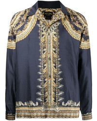 dunkelblaues bedrucktes Langarmhemd von Camilla