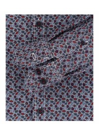 dunkelblaues bedrucktes Langarmhemd von Casamoda