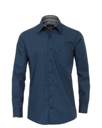 dunkelblaues bedrucktes Langarmhemd von Casamoda
