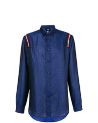 dunkelblaues bedrucktes Langarmhemd von Cavalli Class