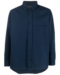 dunkelblaues bedrucktes Langarmhemd von Destin
