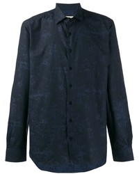 dunkelblaues bedrucktes Langarmhemd von Etro