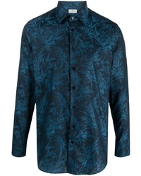 dunkelblaues bedrucktes Langarmhemd von Etro
