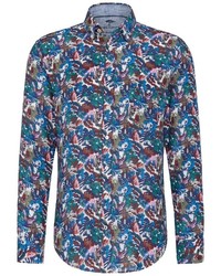dunkelblaues bedrucktes Langarmhemd von Fynch Hatton