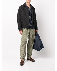 dunkelblaues bedrucktes Langarmhemd von Engineered Garments