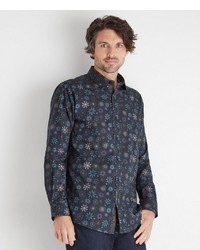 dunkelblaues bedrucktes Langarmhemd von Joe Browns