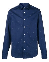 dunkelblaues bedrucktes Langarmhemd von Kenzo