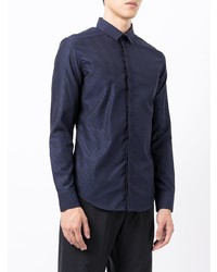 dunkelblaues bedrucktes Langarmhemd von Emporio Armani