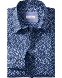 dunkelblaues bedrucktes Langarmhemd von MARCO DONATI