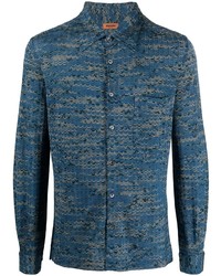dunkelblaues bedrucktes Langarmhemd von Missoni