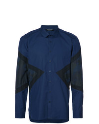 dunkelblaues bedrucktes Langarmhemd von Neil Barrett
