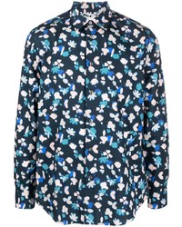dunkelblaues bedrucktes Langarmhemd von Paul Smith
