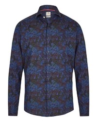dunkelblaues bedrucktes Langarmhemd von Pure