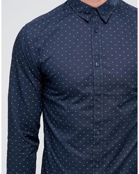 dunkelblaues bedrucktes Langarmhemd von Selected