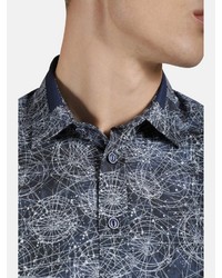 dunkelblaues bedrucktes Langarmhemd von SHIRTMASTER
