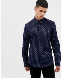 dunkelblaues bedrucktes Langarmhemd von Tom Tailor