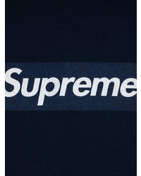 dunkelblaues bedrucktes Langarmshirt von Supreme